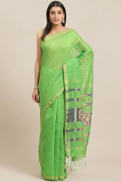 Buy Green Woven Art Silk One Minute Saree Online