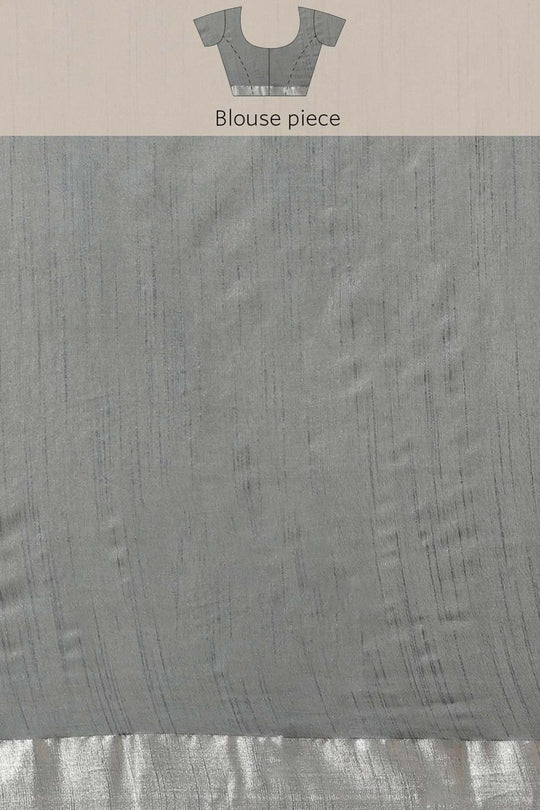 Buy Grey Zari Woven Silk Blend One Minute Saree Online - Zoom Out