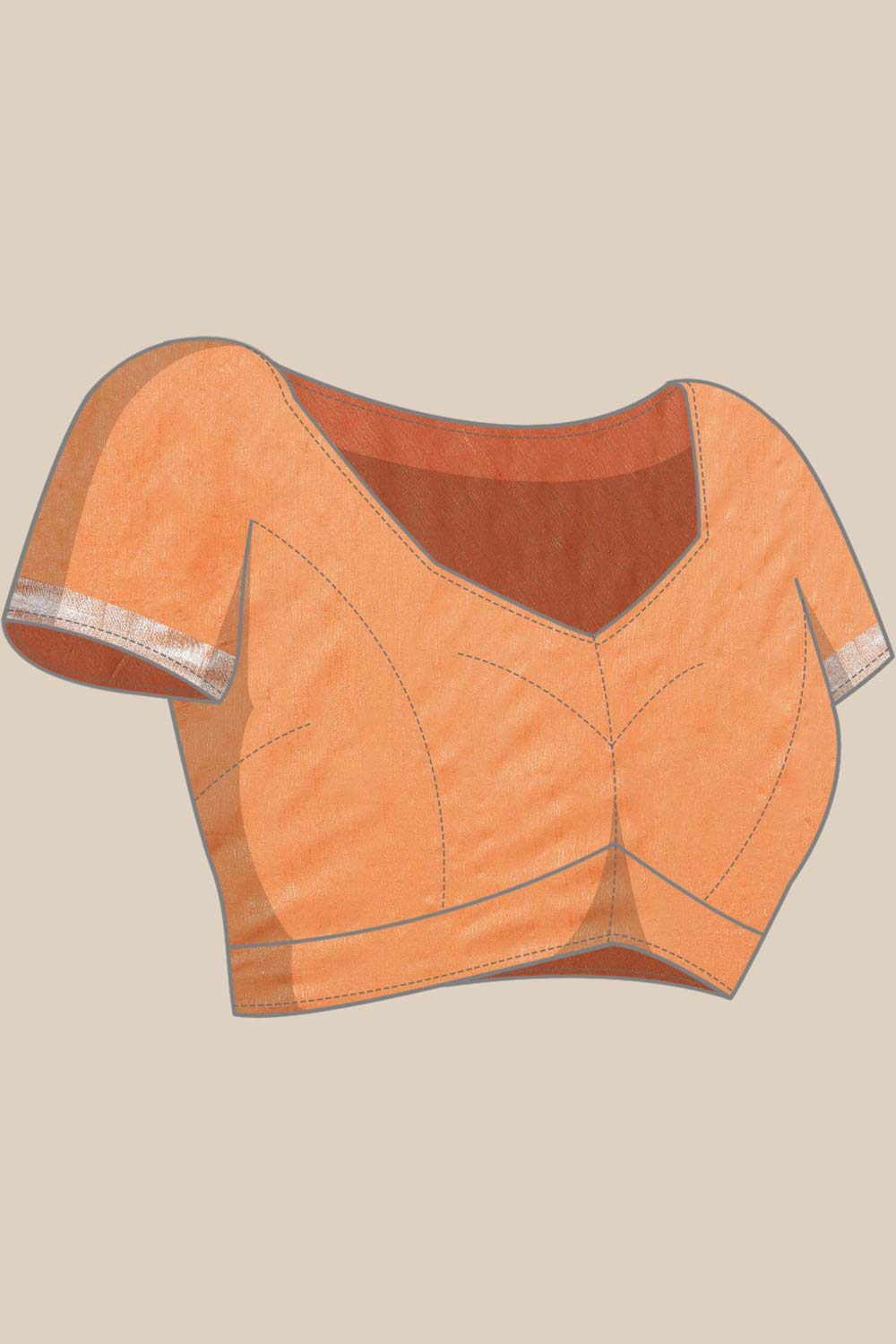 Buy Light Orange Zari Woven Silk Blend One Minute Saree Online - Zoom In