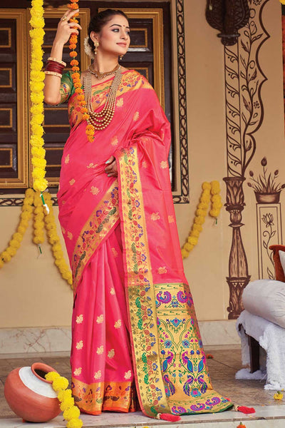 Sandhya Pink Paithani Art Silk One Minute Saree