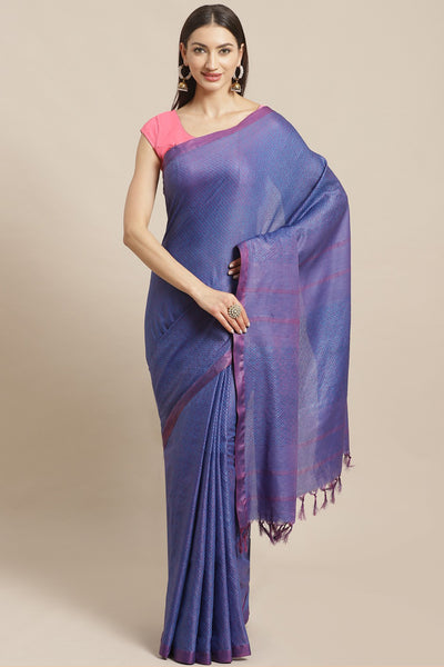 Buy Blue Woven Cotton Silk One Minute Saree