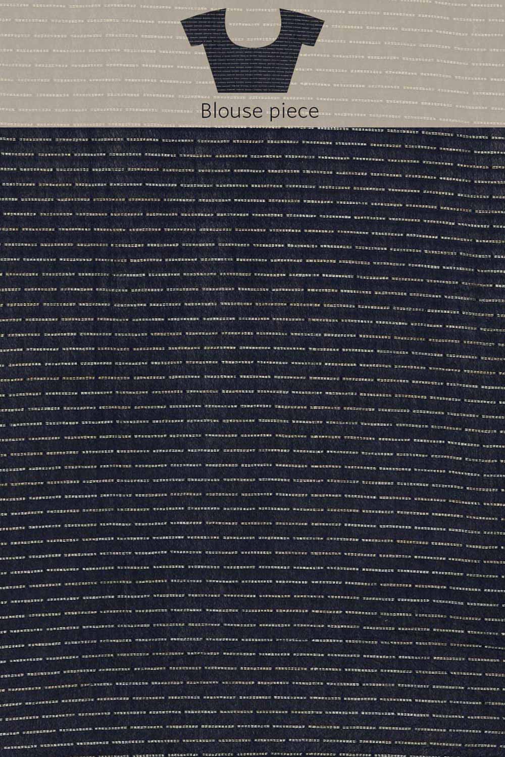 Buy Navy Blue Zari Woven Silk Blend One Minute Saree Online - Zoom Out
