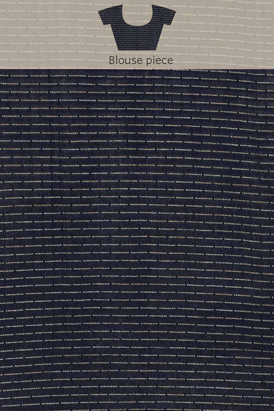 Buy Navy Blue Zari Woven Silk Blend One Minute Saree Online - Zoom Out