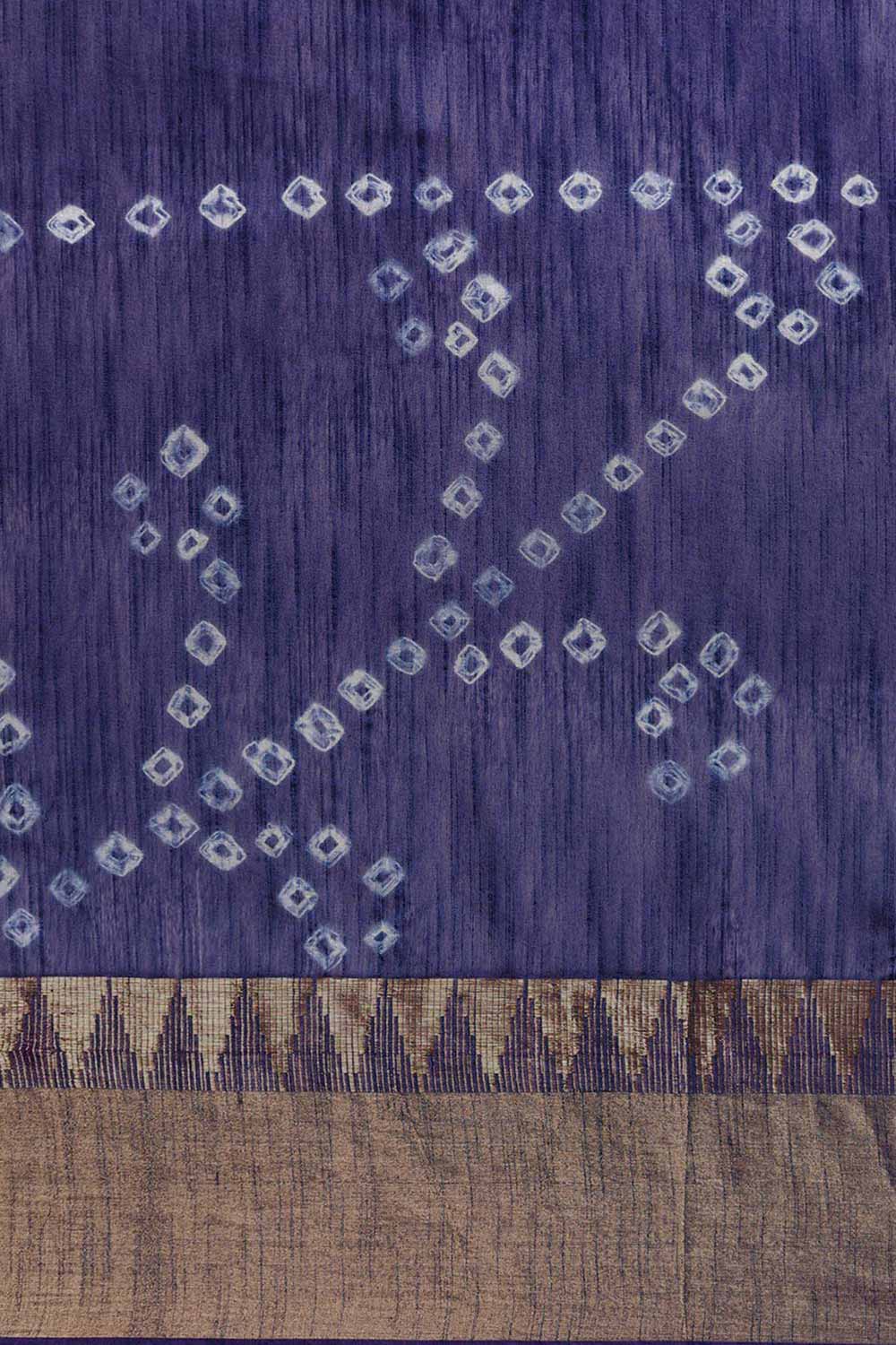 Buy Navy Blue Zari Woven Blended Silk One Minute Saree Online - Front