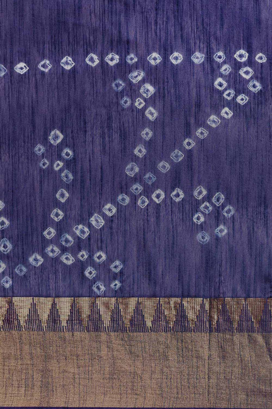 Buy Navy Blue Zari Woven Blended Silk One Minute Saree Online - Front
