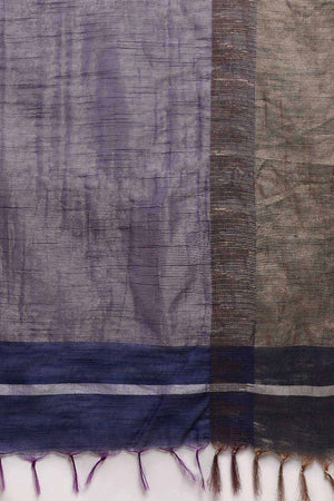 Buy Navy Blue Zari Woven Blended Silk One Minute Saree Online - Side