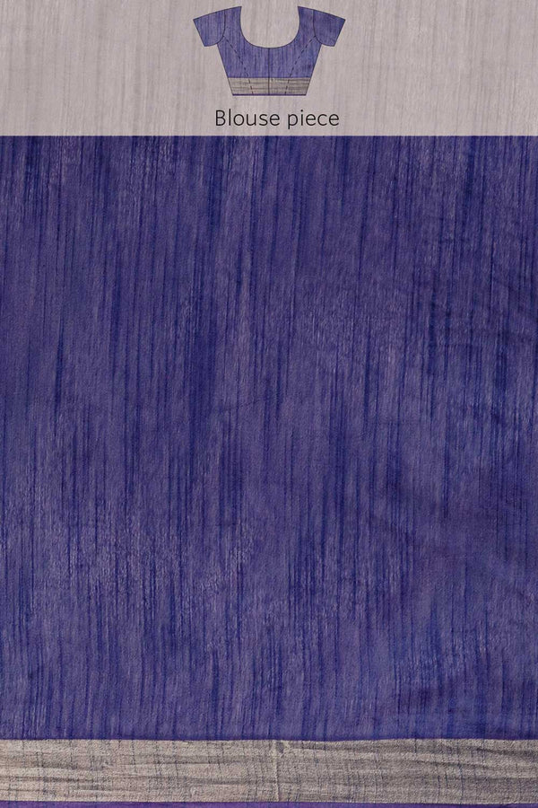 Buy Navy Blue Zari Woven Blended Silk One Minute Saree Online - Zoom Out