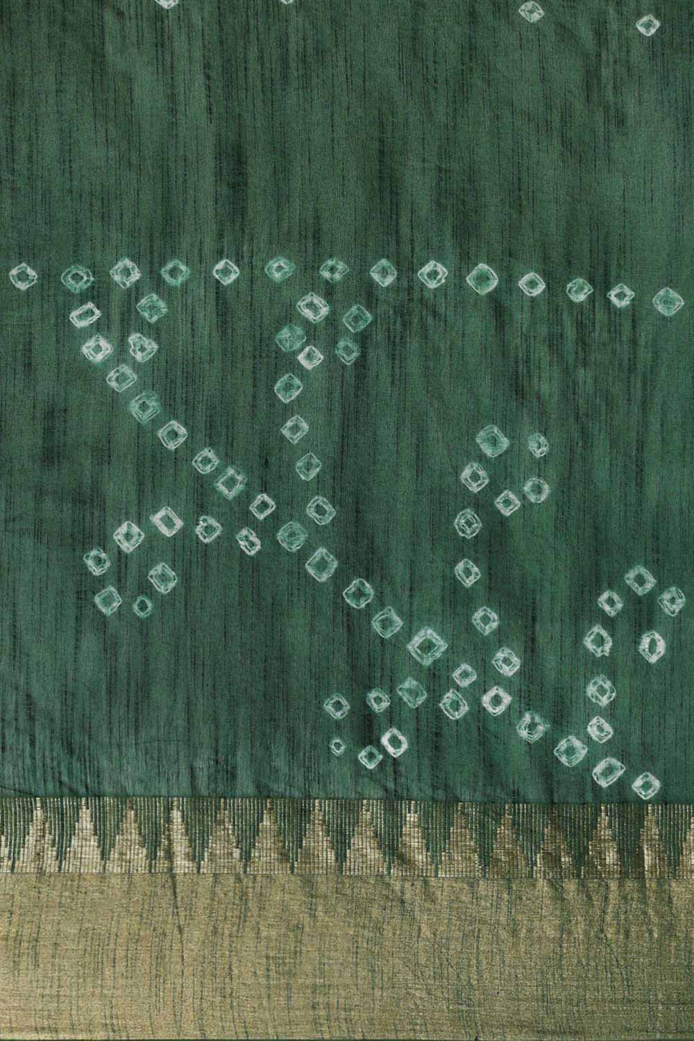 Buy Green Zari Woven Blended Silk One Minute Saree Online - Front