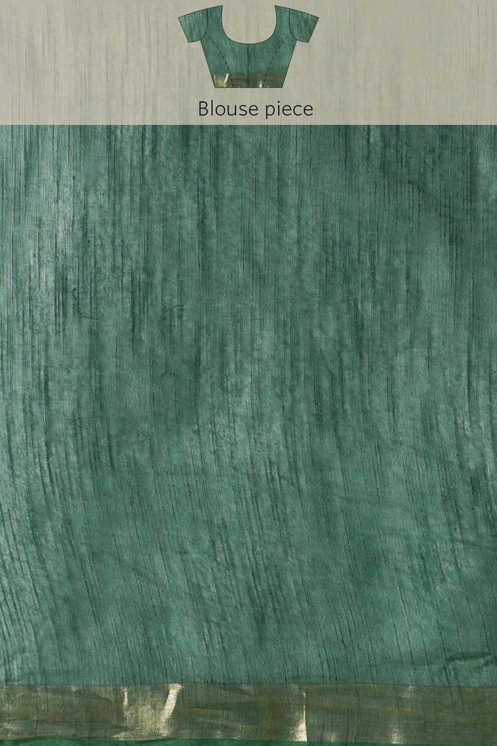 Buy Green Zari Woven Blended Silk One Minute Saree Online - Zoom Out