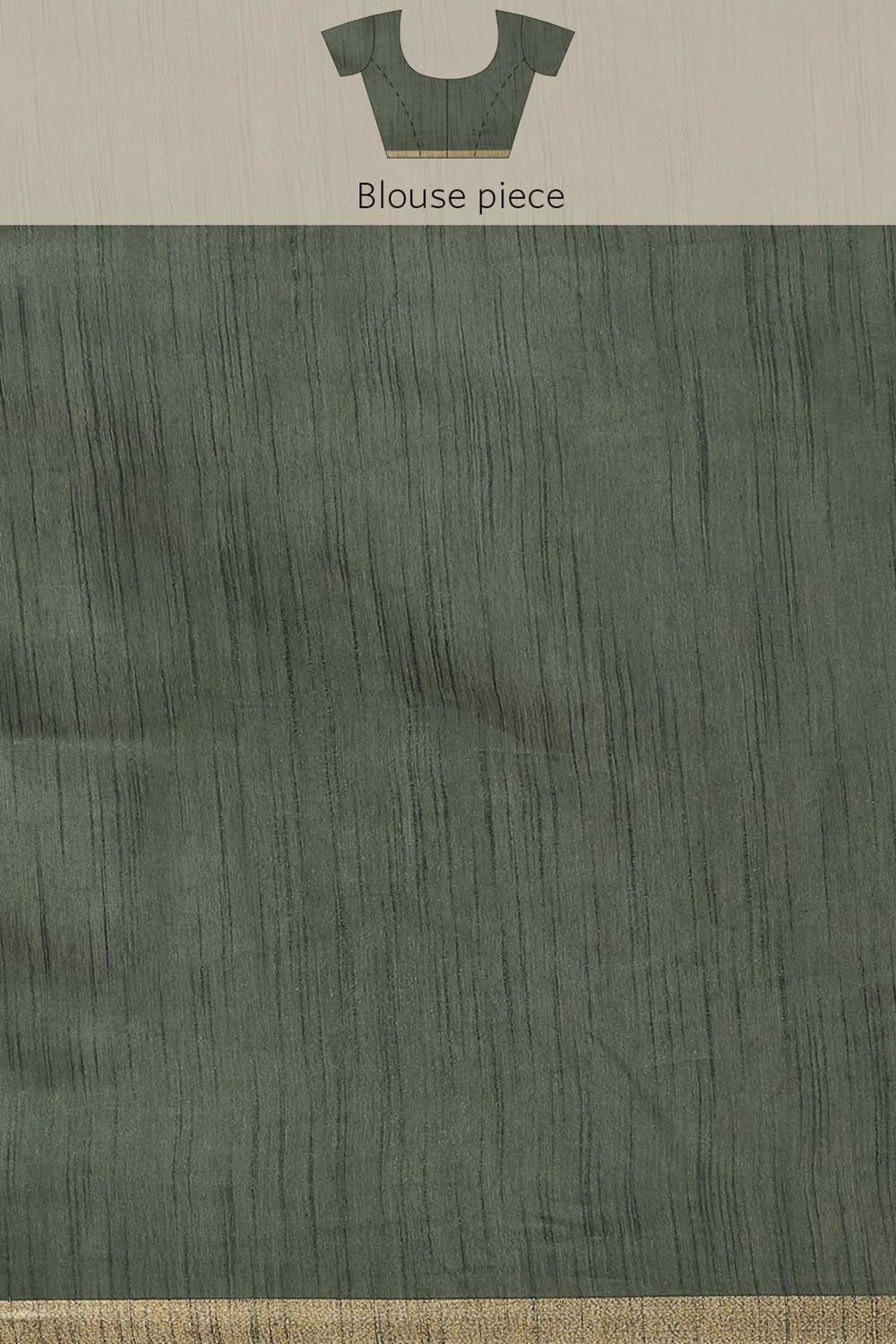 Buy Green Zari Woven Blended Silk One Minute Saree Online - Zoom Out