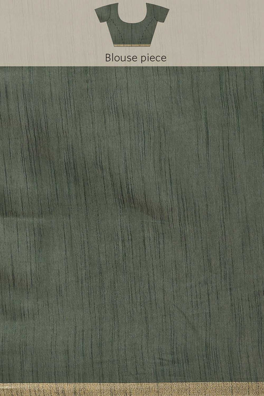 Buy Green Zari Woven Blended Silk One Minute Saree Online - Zoom Out