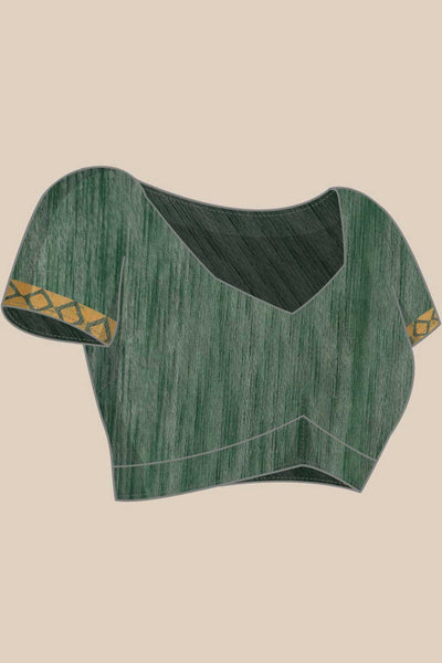 Buy Green Batik Printed Silk Blend One Minute Saree Online - Zoom In