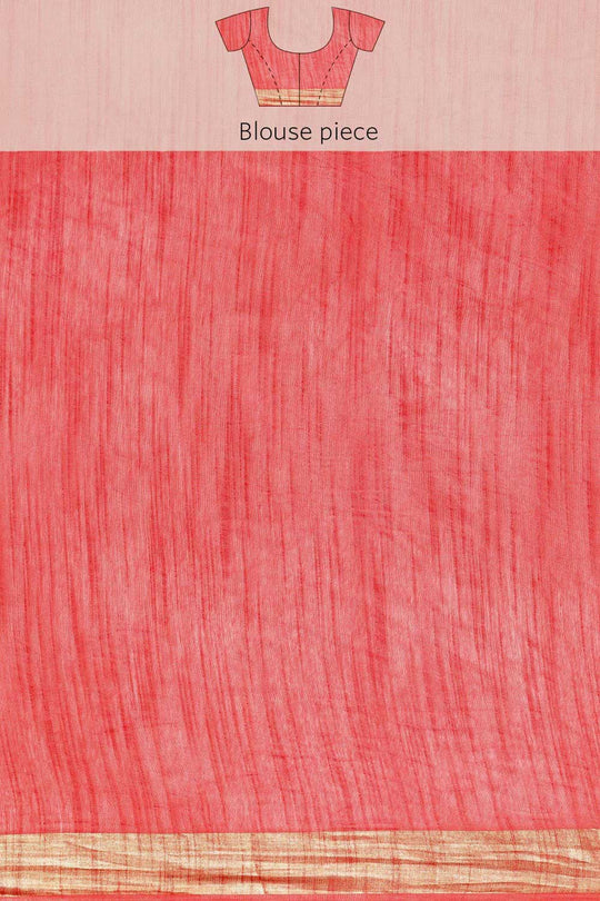 Buy Peach Zari Woven Blended Silk One Minute Saree Online - Zoom Out