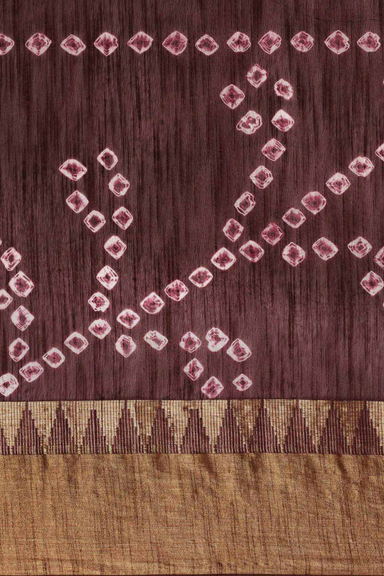 Buy Dark Brown Zari Woven Blended Silk One Minute Saree Online - Front