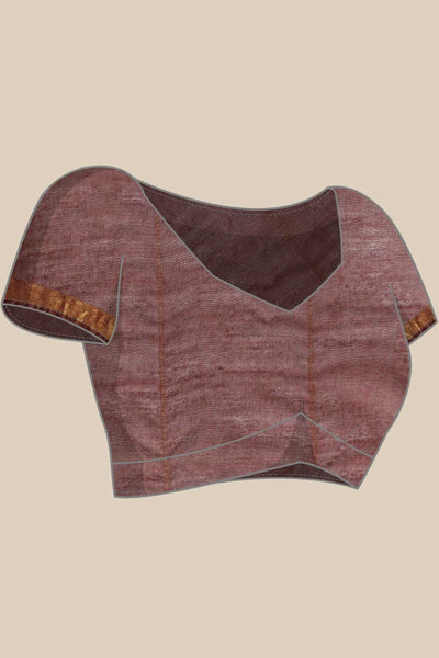Buy Brown Zari Woven Blended Silk One Minute Saree Online - Zoom In