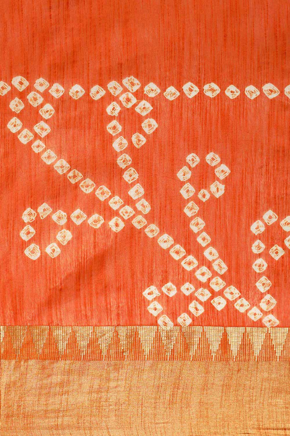 Buy Orange Zari Woven Blended Silk One Minute Saree Online - Front