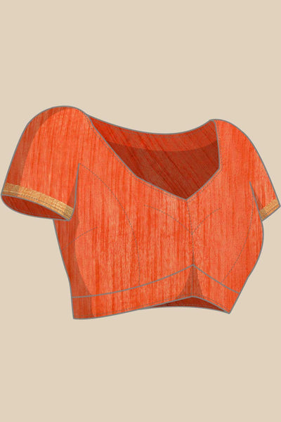 Buy Orange Zari Woven Blended Silk One Minute Saree Online - Zoom In