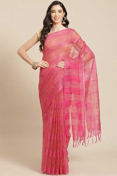 Buy Pink Woven Art Silk One Minute Saree Online