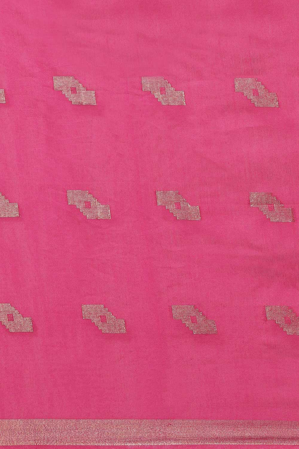Buy Pink Zari Woven Blended Silk One Minute Saree Online - Front