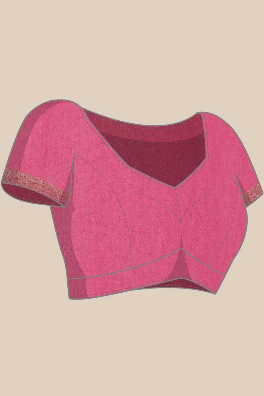 Buy Pink Zari Woven Blended Silk One Minute Saree Online - Zoom In