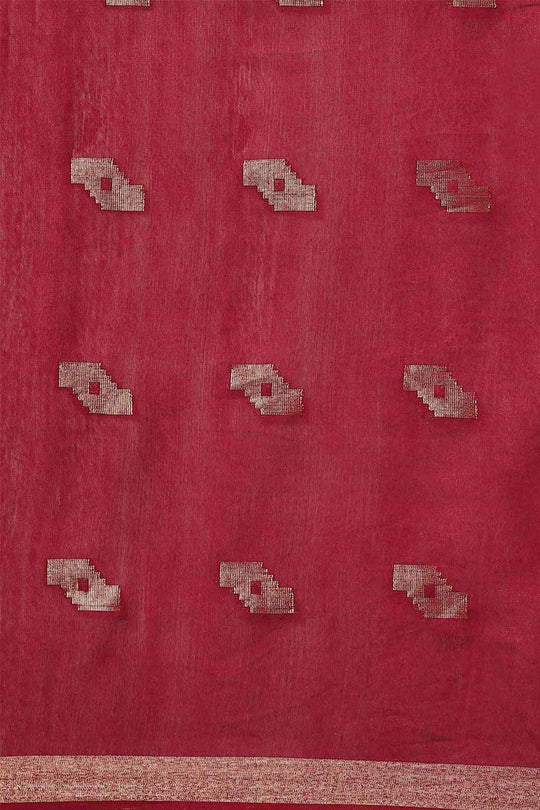Buy Maroon Zari Woven Blended Silk One Minute Saree Online - Front