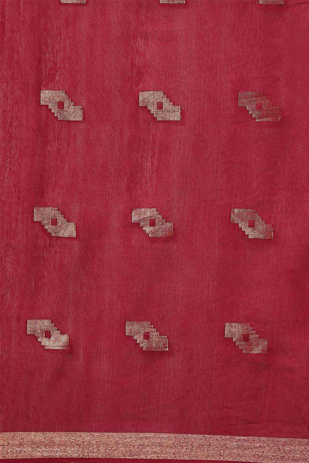 Buy Maroon Zari Woven Blended Silk One Minute Saree Online - Front