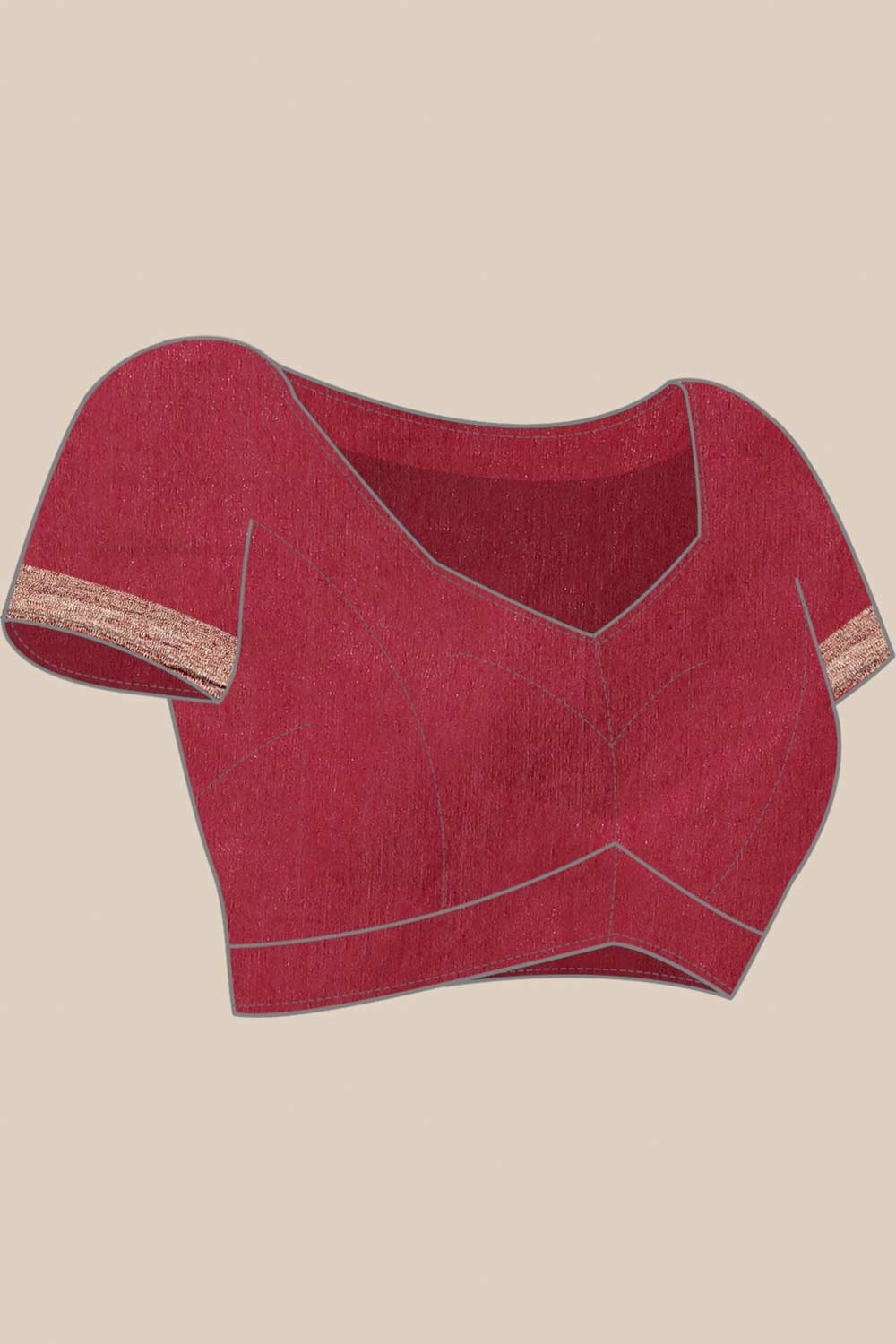 Buy Maroon Zari Woven Blended Silk One Minute Saree Online - Zoom In