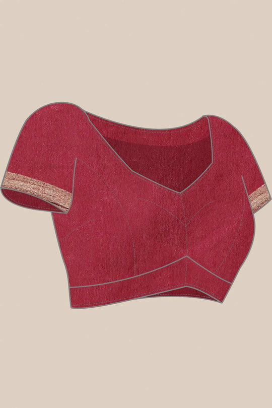 Buy Maroon Zari Woven Blended Silk One Minute Saree Online - Zoom In