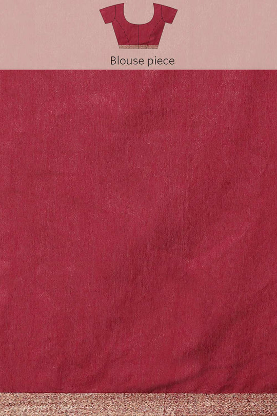 Buy Maroon Zari Woven Blended Silk One Minute Saree Online - Zoom Out
