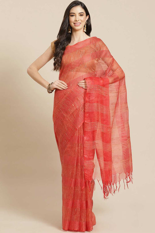 Buy Red Woven Art Silk One Minute Saree Online
