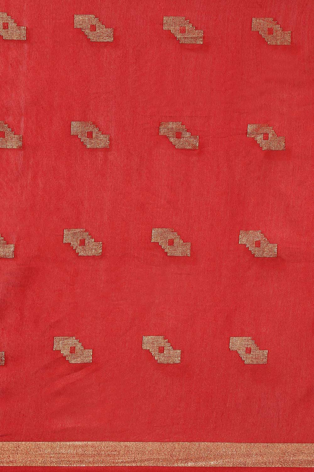 Buy Red Zari Woven Blended Silk One Minute Saree Online - Front