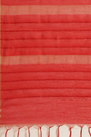 Buy Red Zari Woven Blended Silk One Minute Saree Online - Side