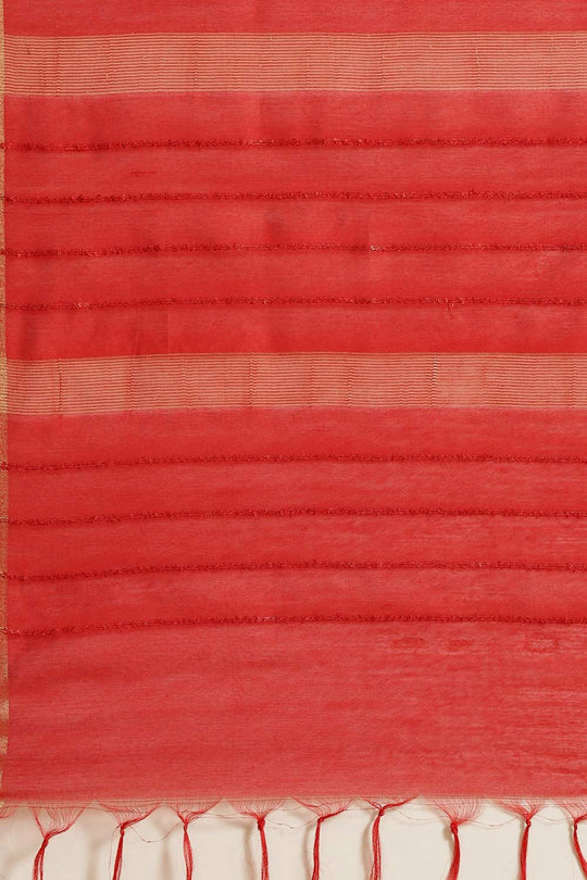 Buy Red Zari Woven Blended Silk One Minute Saree Online - Side