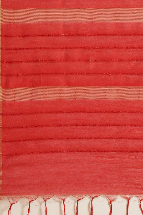 Buy Red Zari Woven Blended Silk One Minute Saree Online - Side