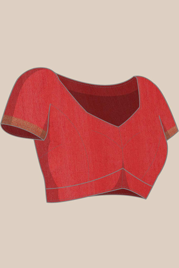 Buy Red Zari Woven Blended Silk One Minute Saree Online - Zoom In