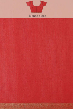 Buy Red Zari Woven Blended Silk One Minute Saree Online - Zoom Out