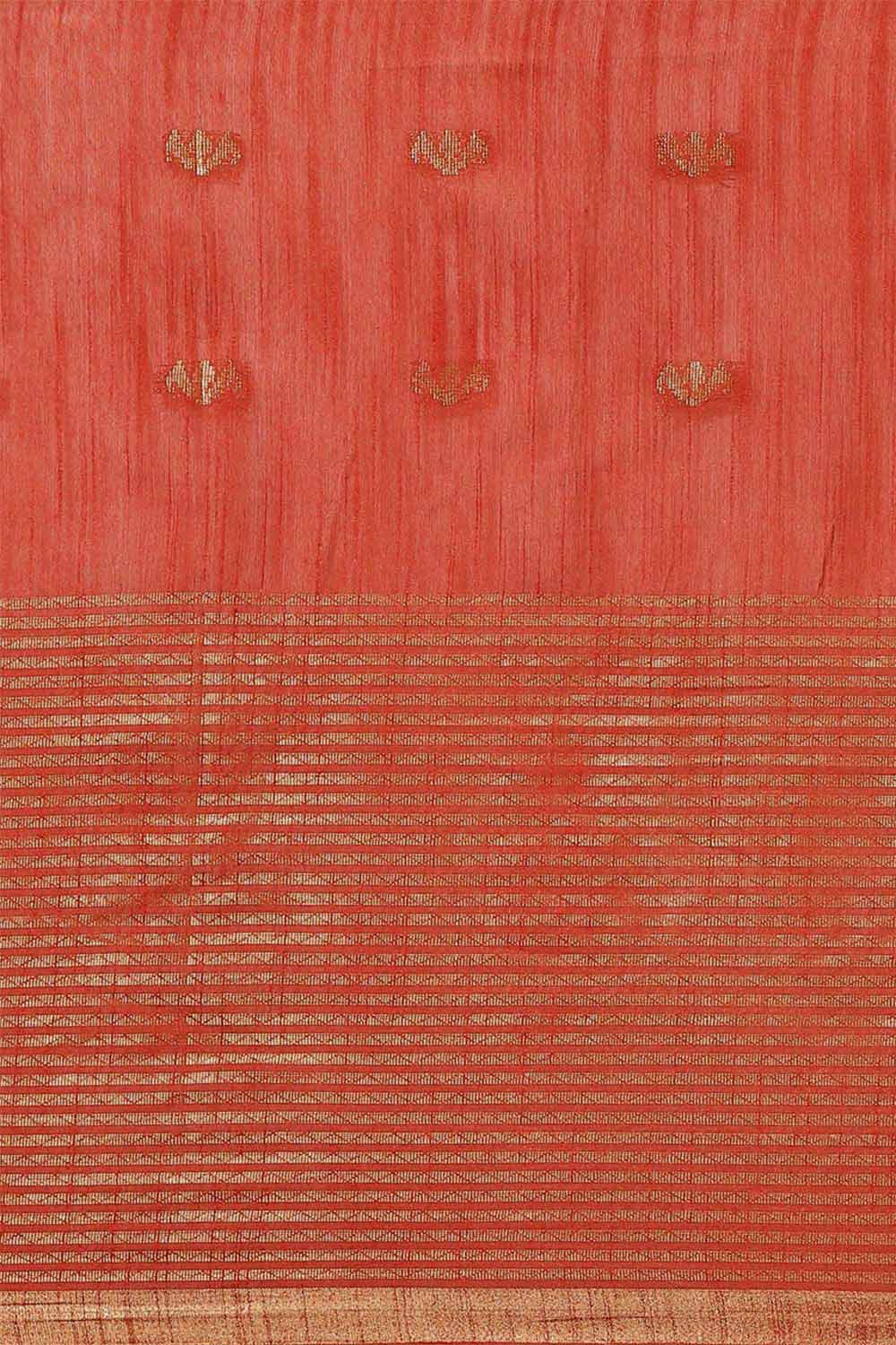 Buy Red Zari Woven Blended Silk One Minute Saree Online - Front