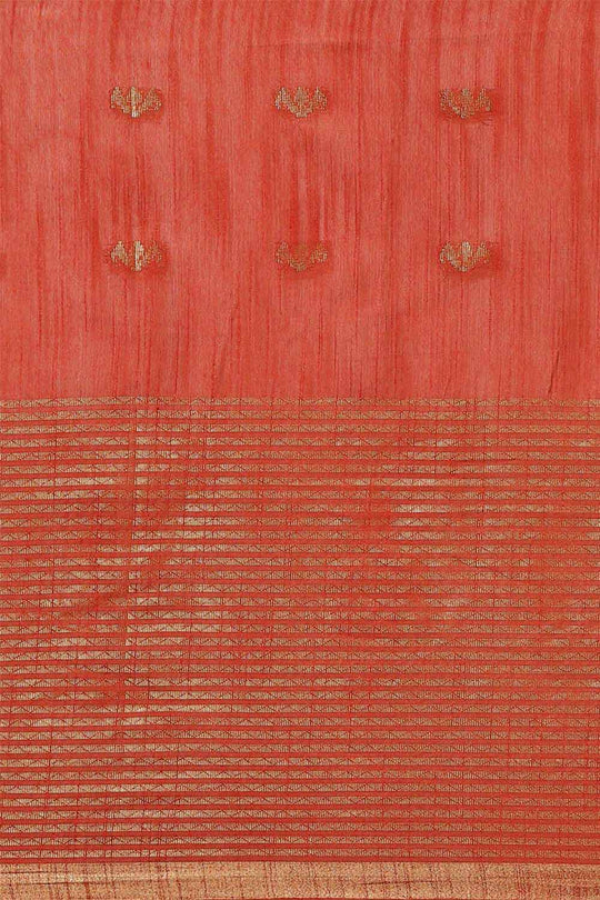 Buy Red Zari Woven Blended Silk One Minute Saree Online - Front