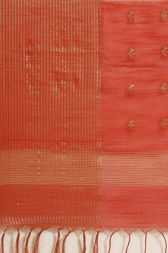 Buy Red Zari Woven Blended Silk One Minute Saree Online - Side