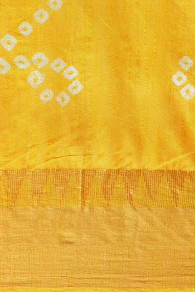 Buy Yellow Zari Woven Blended Silk One Minute Saree Online - Front