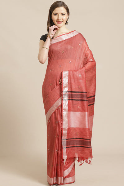 Buy Red Woven Silk One Minute Saree