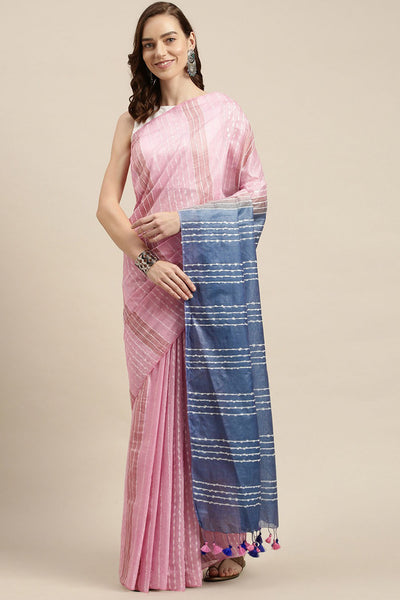 Buy Pink Woven Art Silk One Minute Saree