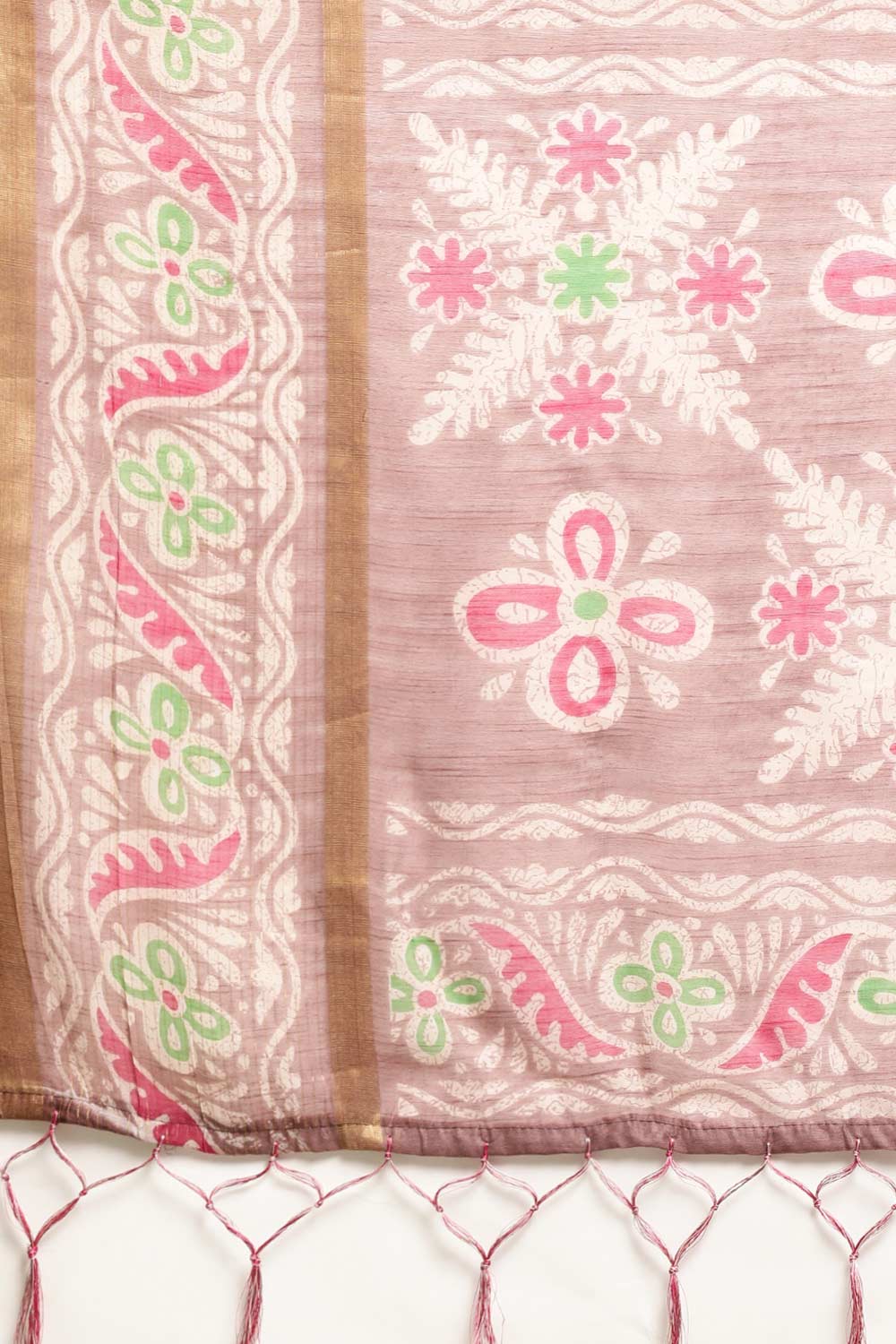 Pulki Pink Linen Blend Floral Taant One Minute Saree