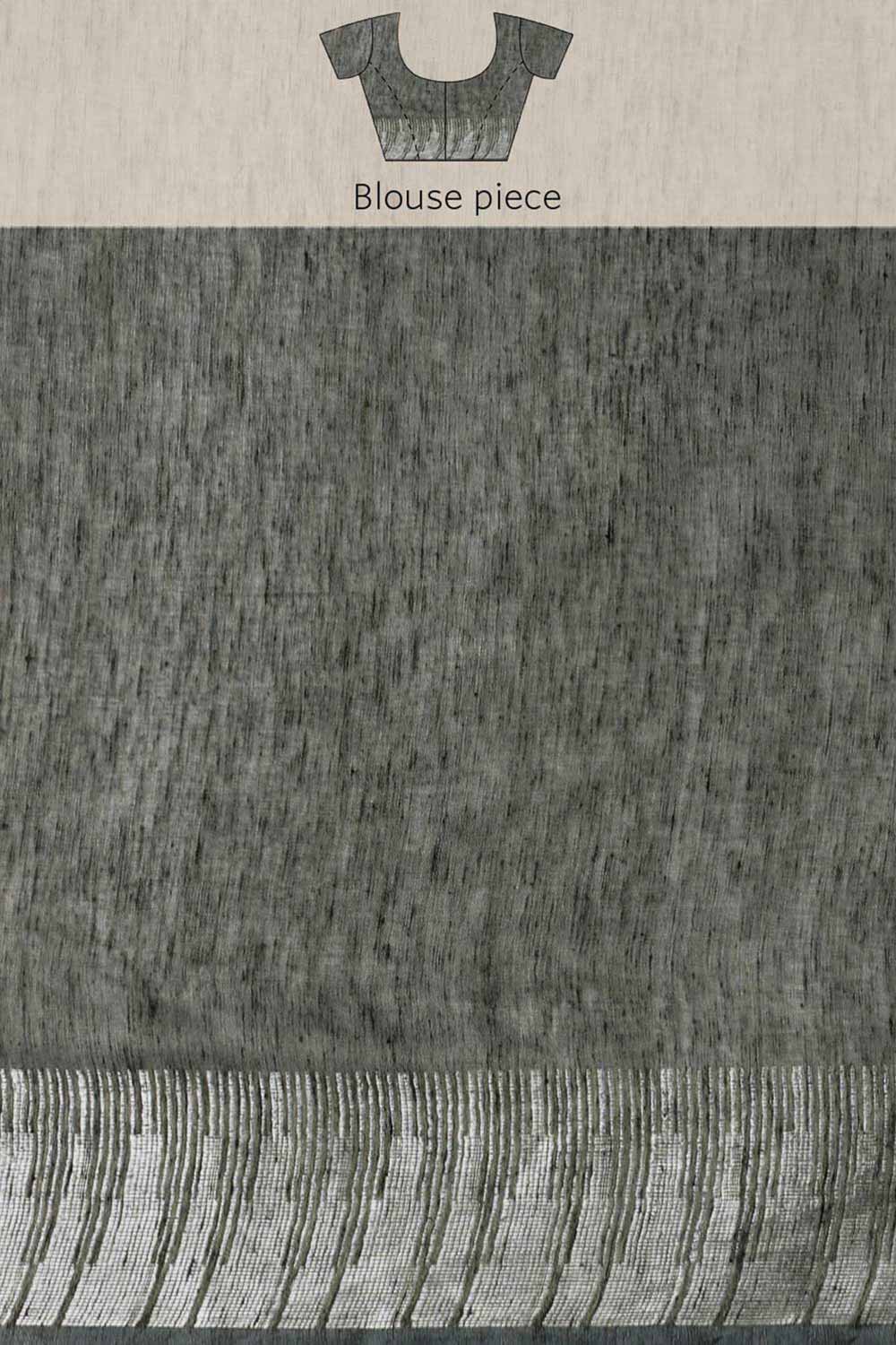 Buy Grey Zari Woven Silk Blend One Minute Saree Online - Zoom Out