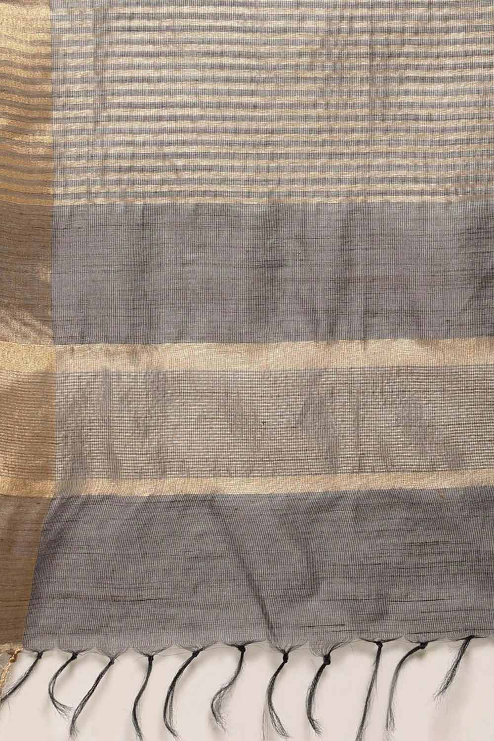 Lori Grey Silk Blend Stripe One Minute Saree