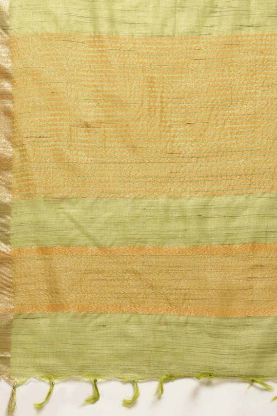 Jenny Green Silk Blend Stripe One Minute Saree