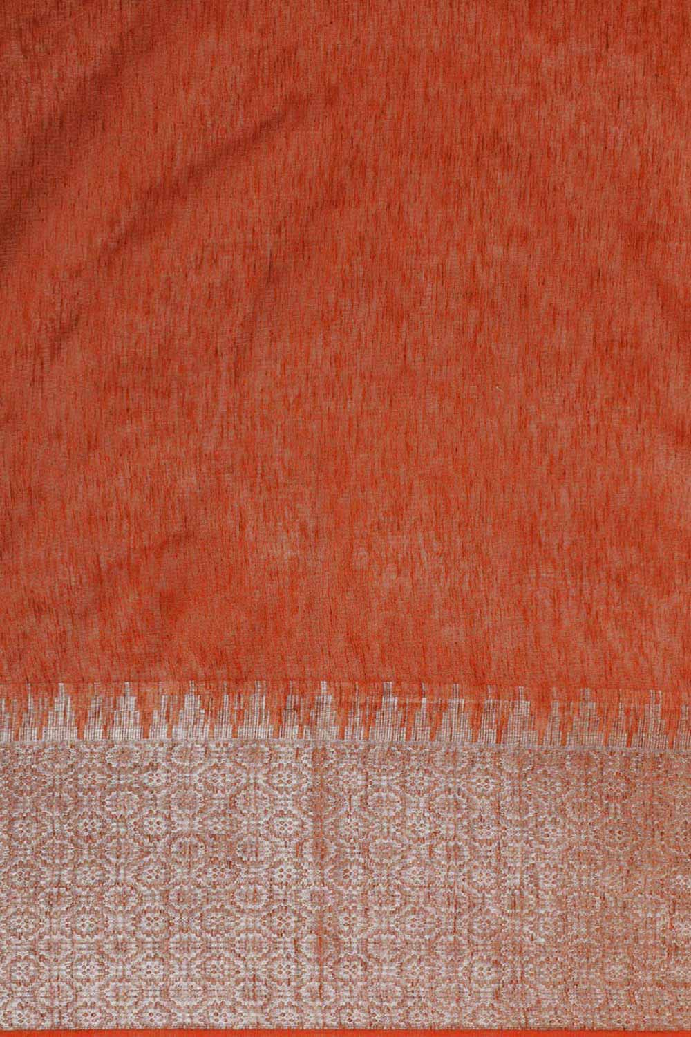 Buy Rust Zari Woven Silk Blend One Minute Saree Online - Front