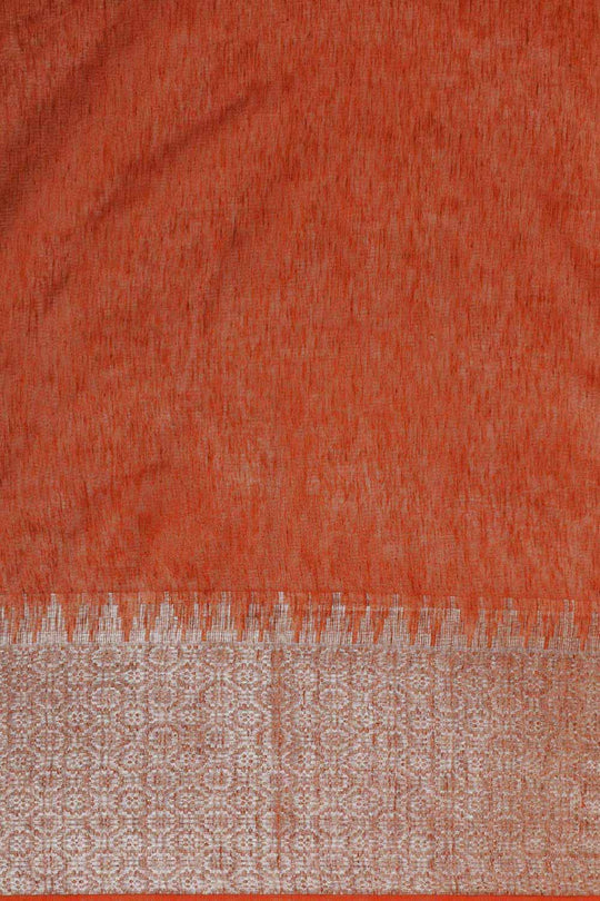 Buy Rust Zari Woven Silk Blend One Minute Saree Online - Front