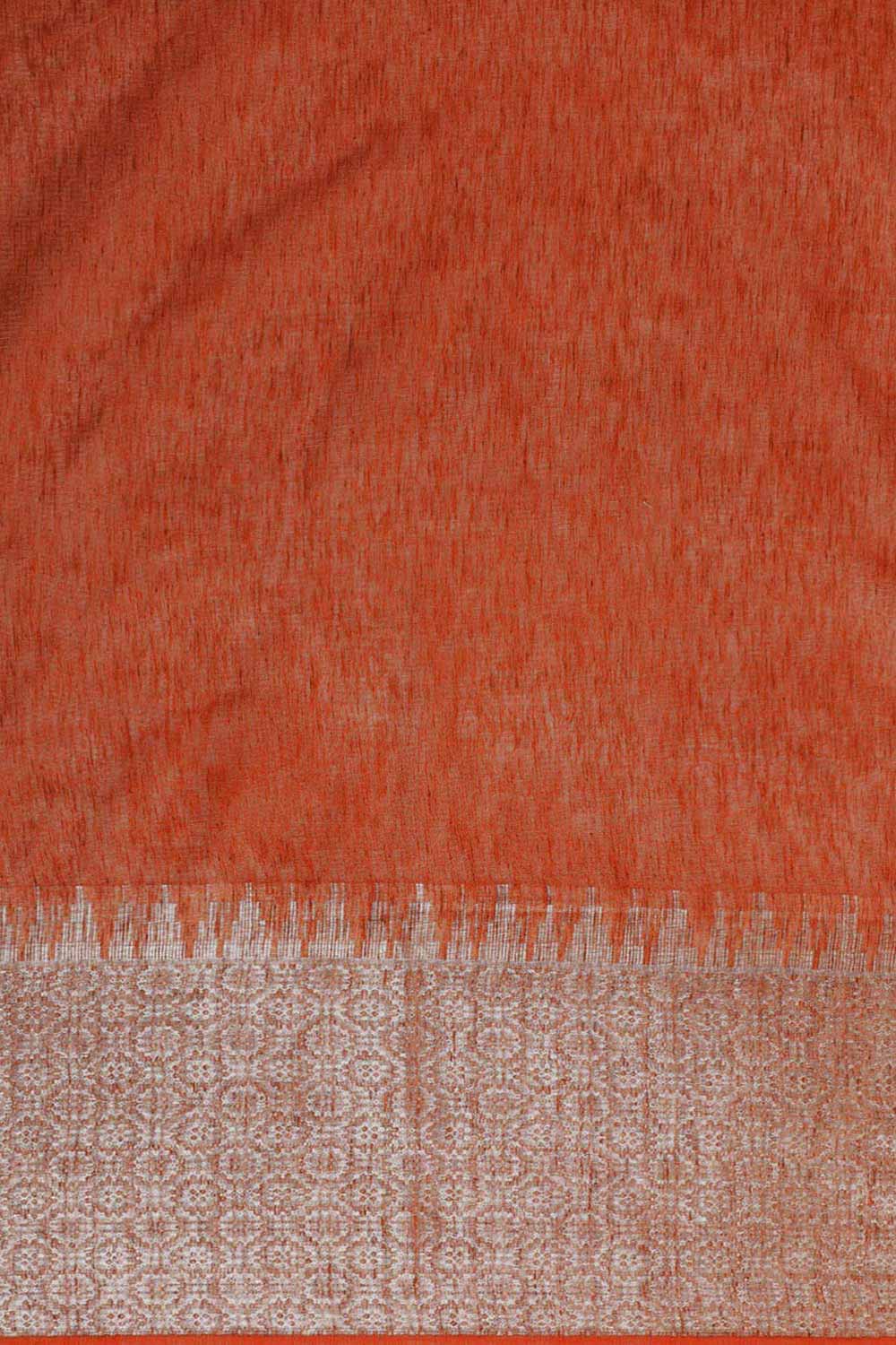 Buy Rust Zari Woven Silk Blend One Minute Saree Online - Front