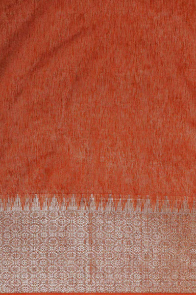 Buy Rust Zari Woven Silk Blend One Minute Saree Online - Front
